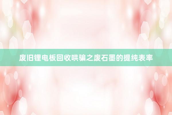 废旧锂电板回收哄骗之废石墨的提纯表率