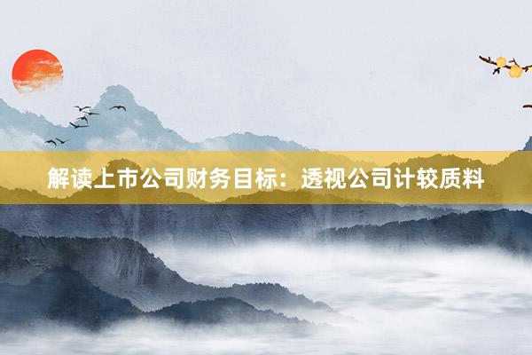 解读上市公司财务目标：透视公司计较质料
